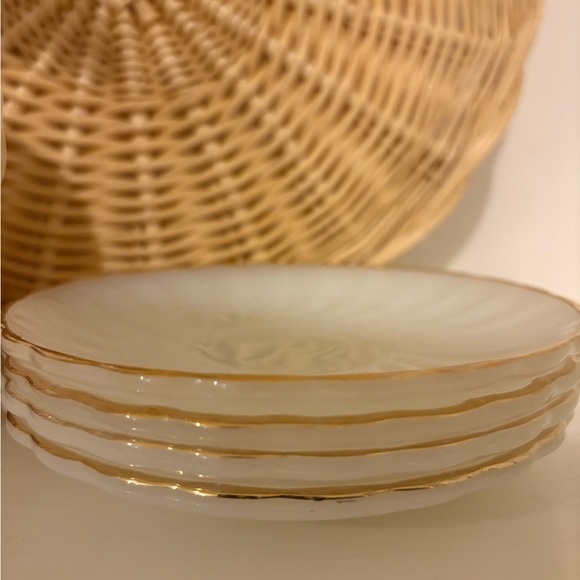 Vintage White and Gold Anchor Harbor  Plates - Picture 2 of 3